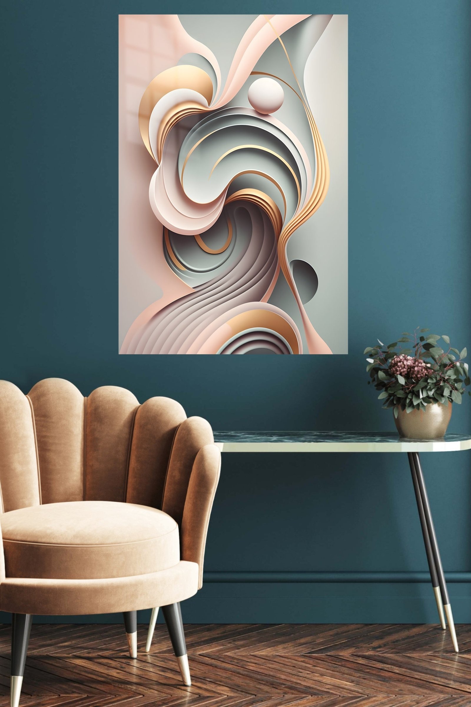 Pastel Orbit Ribbons metal wall art print, view 5