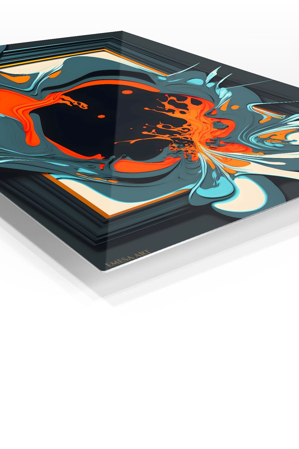 Teal and Ember Fluid Forms metal wall art print, view 2