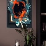 Teal and Ember Fluid Forms metal wall art print, view 4