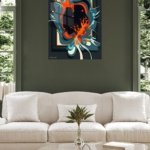 Teal and Ember Fluid Forms metal wall art print, view 5
