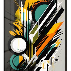 Teal Orbit in Motion metal wall art print