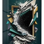 Fractured Teal Frame metal wall art print