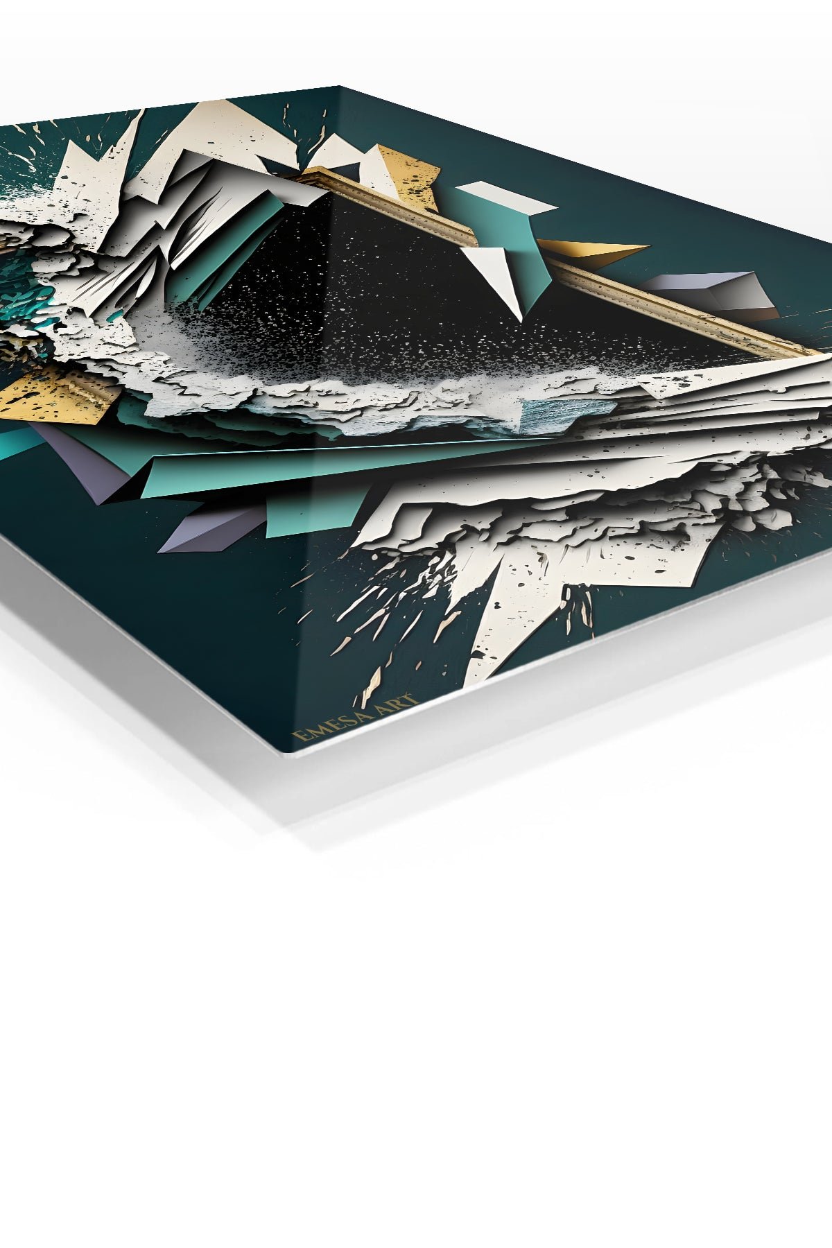 Fractured Teal Frame metal wall art print, view 2