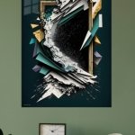Fractured Teal Frame metal wall art print, view 4