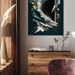 Fractured Teal Frame metal wall art print, view 5
