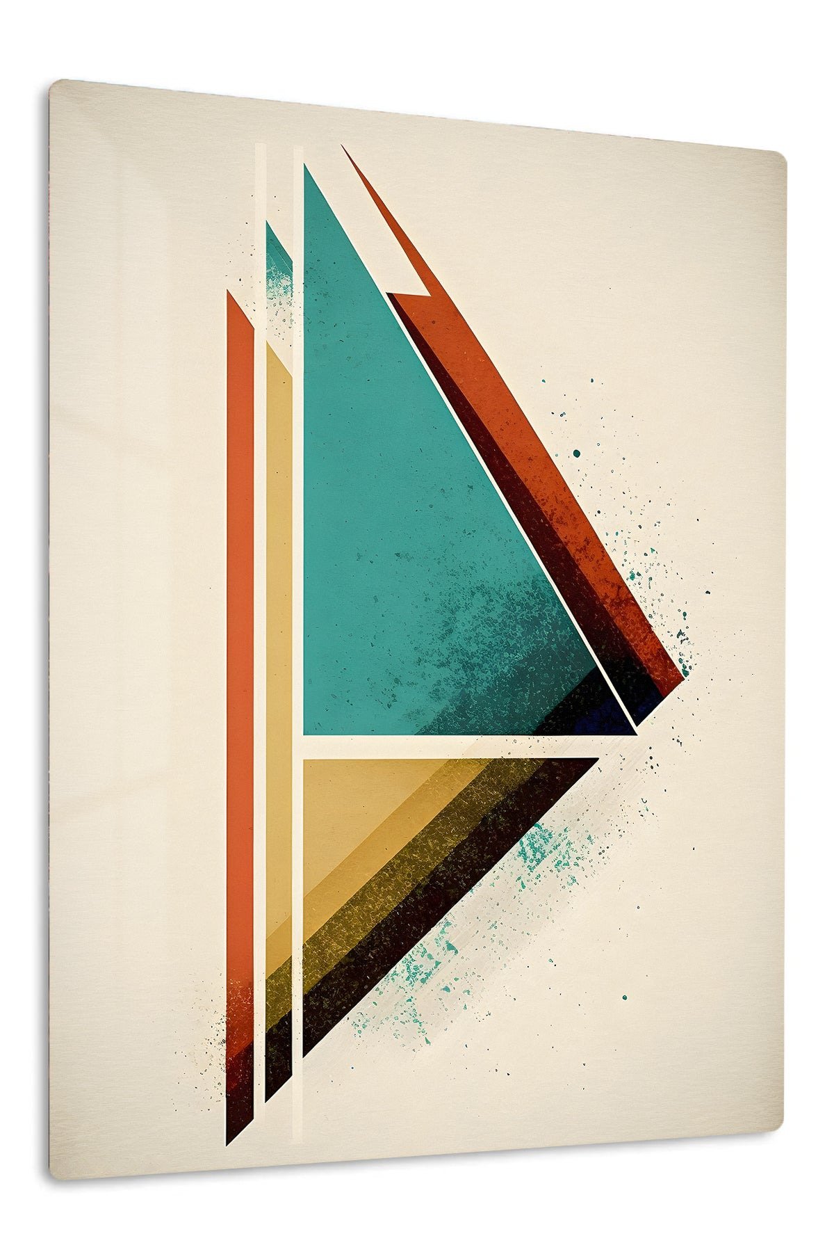Teal and Rust Geometric Ascent metal wall art print