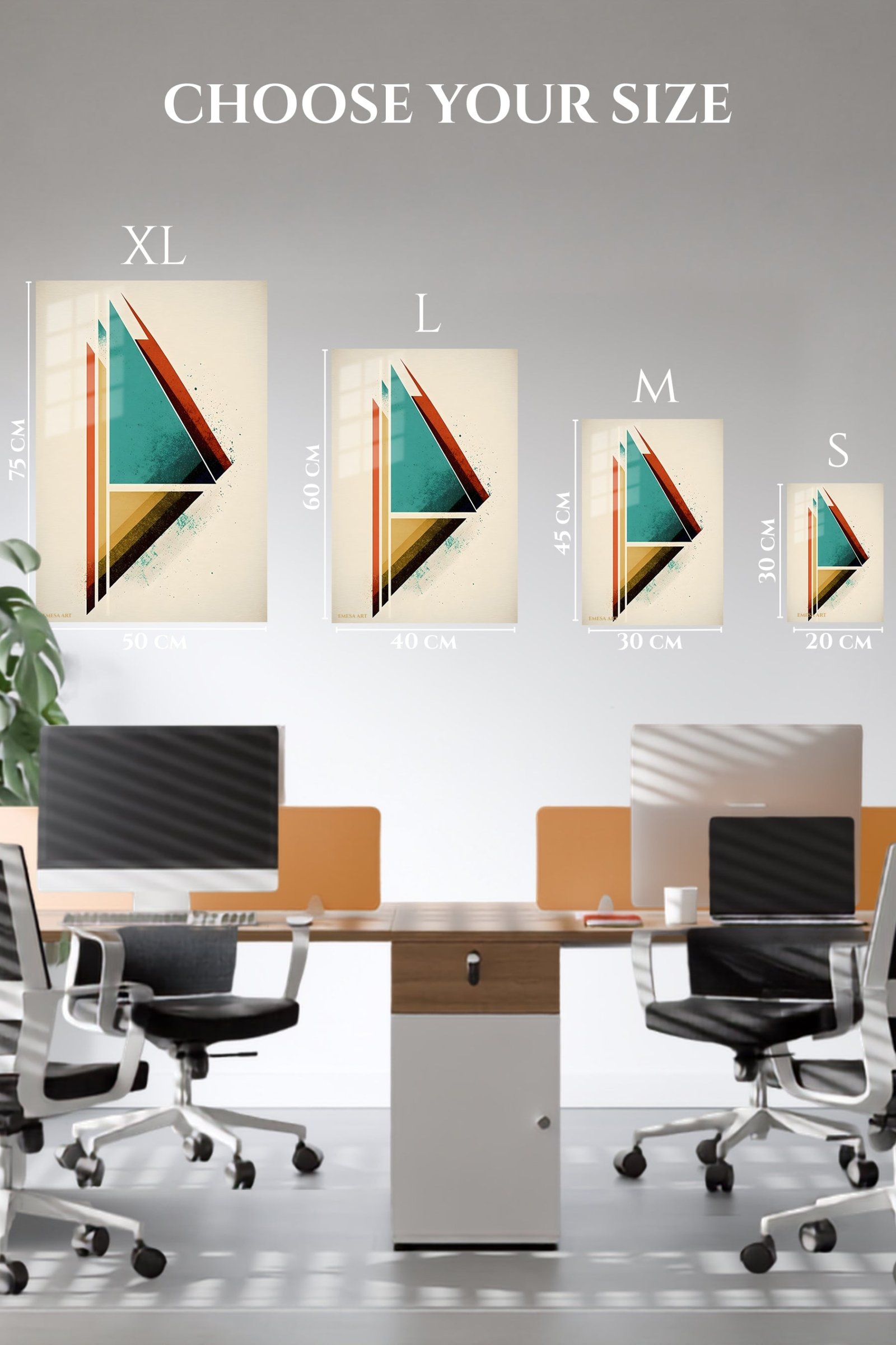 Teal and Rust Geometric Ascent metal wall art print, view 6