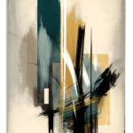 Teal and Gold Vertical Rhythm metal wall art print