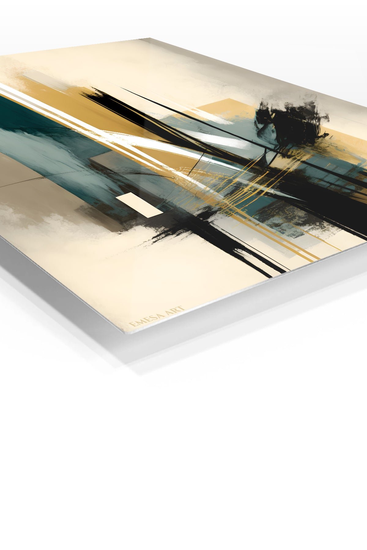 Teal and Gold Vertical Rhythm metal wall art print, view 2