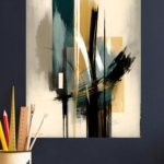 Teal and Gold Vertical Rhythm metal wall art print, view 4