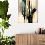 Teal and Gold Vertical Rhythm metal wall art print, view 5