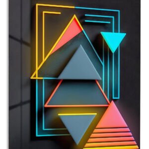 Neon Geometric Triangle Array metal wall art print