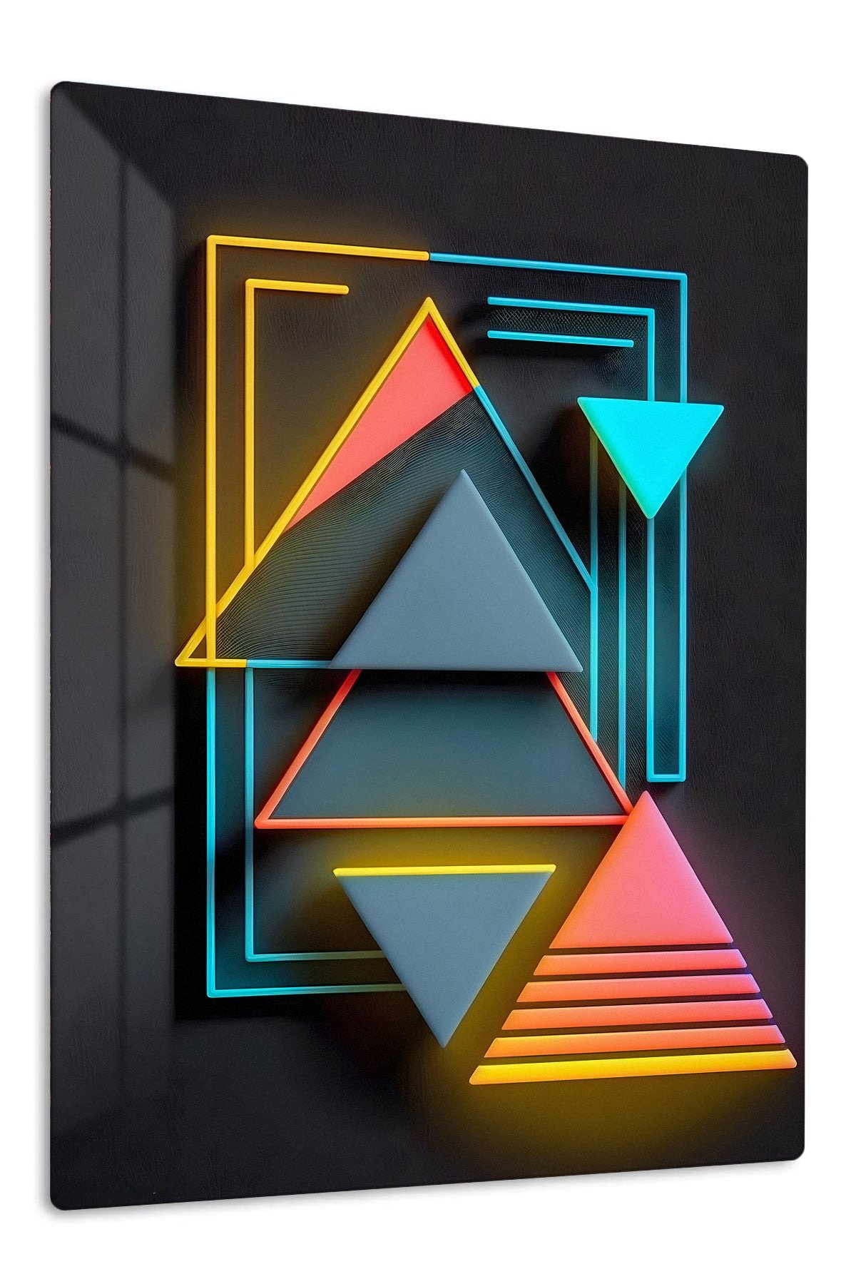 Neon Geometric Triangle Array metal wall art print