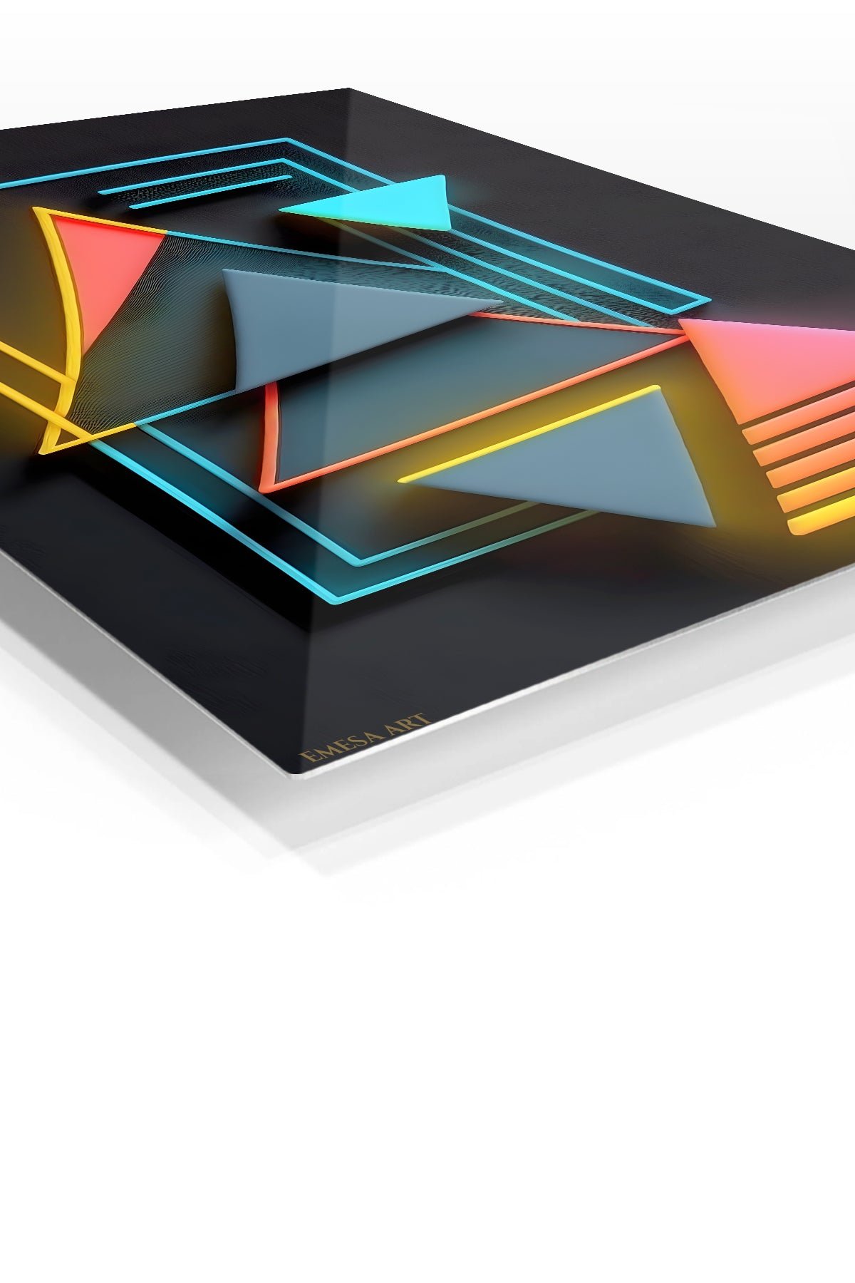Neon Geometric Triangle Array metal wall art print, view 2