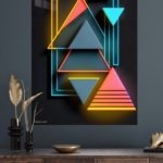 Neon Geometric Triangle Array metal wall art print, view 4