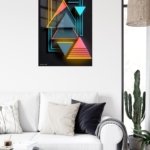 Neon Geometric Triangle Array metal wall art print, view 5