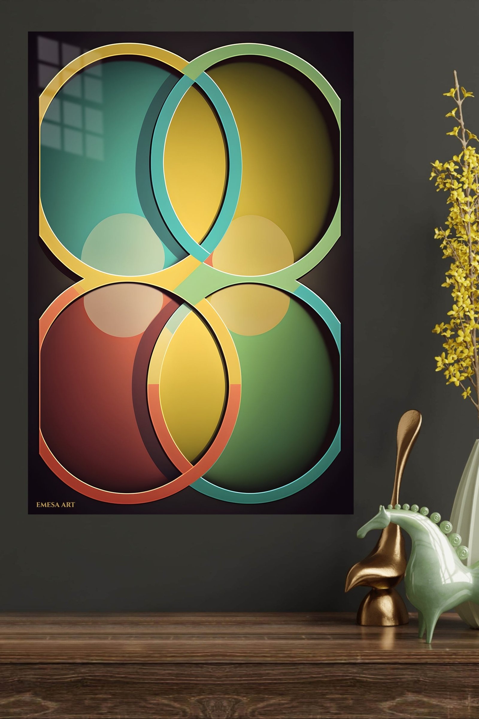 Interlocking Color Rings metal wall art print, view 4