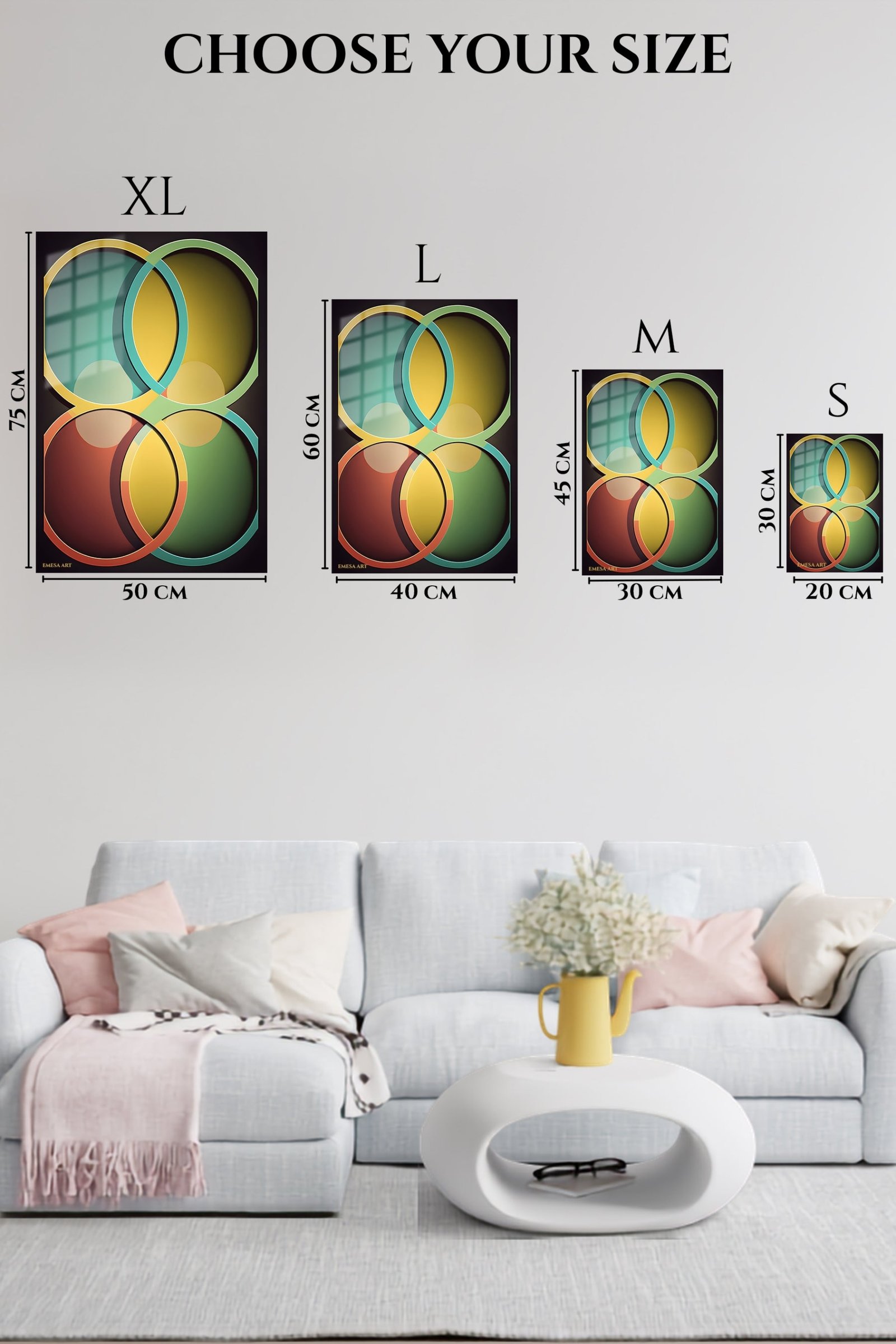 Interlocking Color Rings metal wall art print, view 6