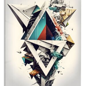 Fragmented Teal Portrait metal wall art print
