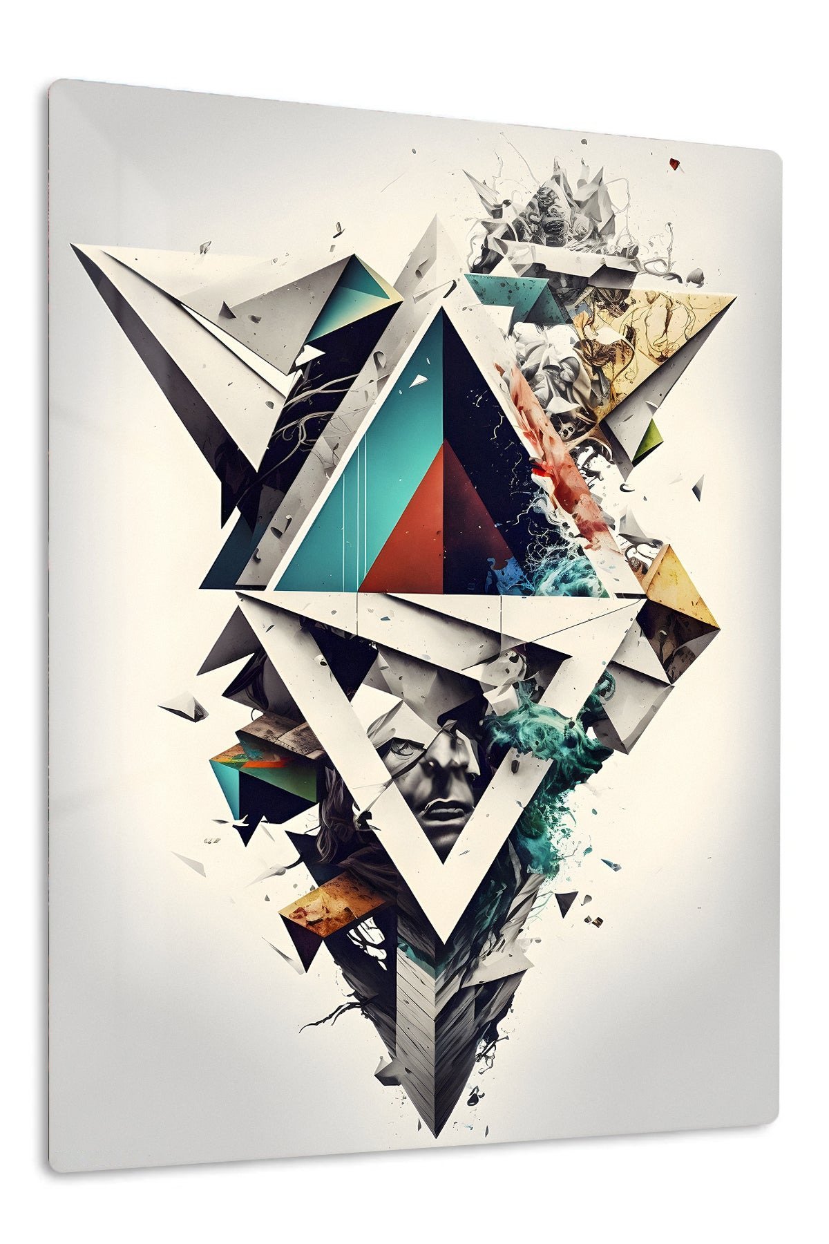 Fragmented Teal Portrait metal wall art print