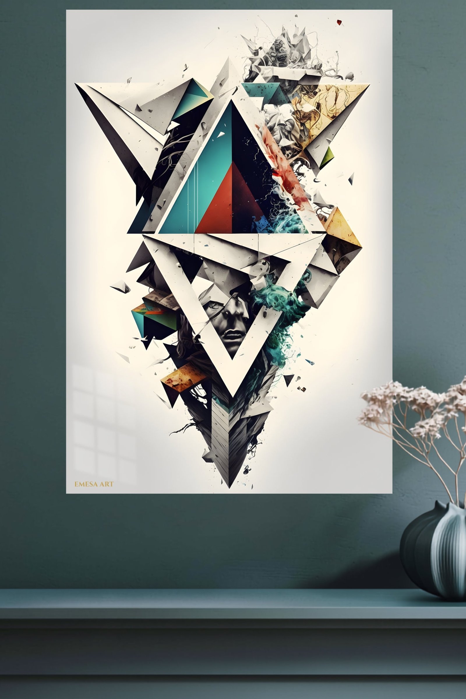 Fragmented Teal Portrait metal wall art print, view 4