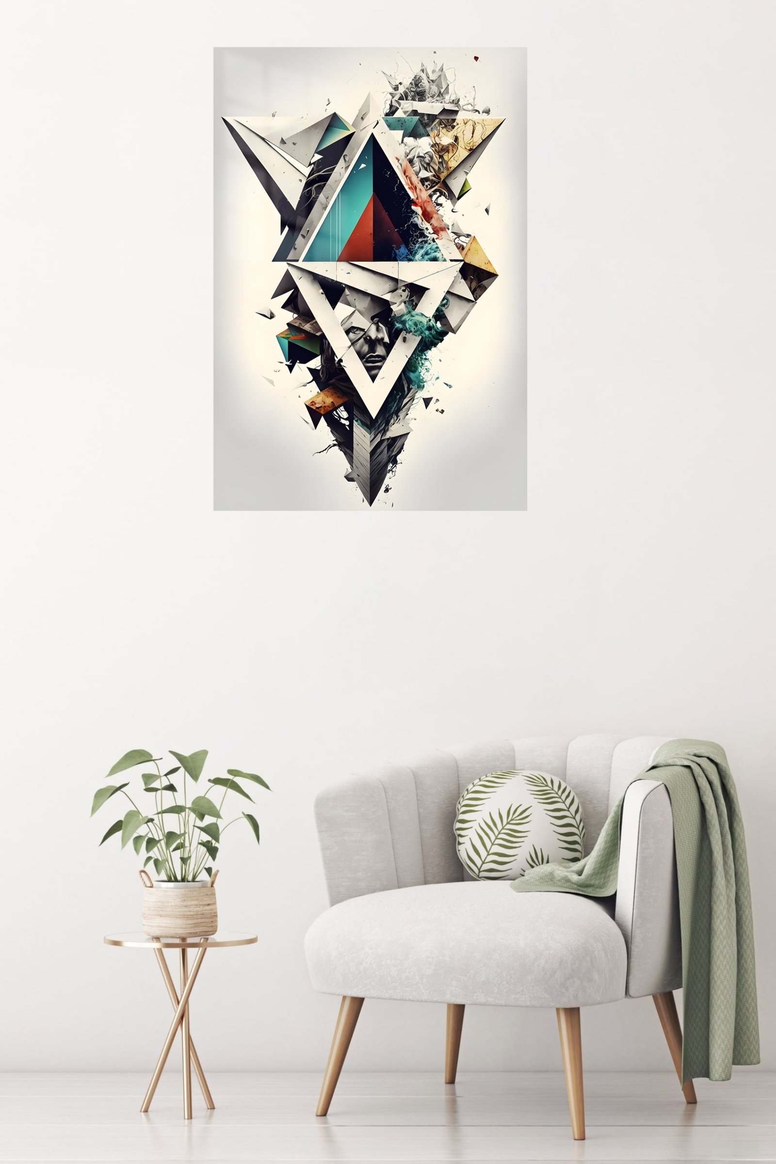Fragmented Teal Portrait metal wall art print, view 5
