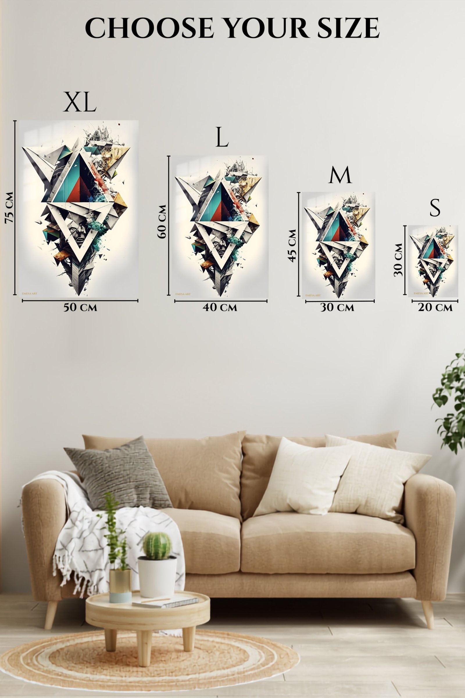 Fragmented Teal Portrait metal wall art print, view 6