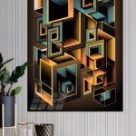 Amber Teal Geometric Dimensions metal wall art print, view 4