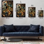 Amber Teal Geometric Dimensions metal wall art print, view 6