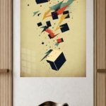 Floating Cubes and Color Arrows metal wall art print, view 4