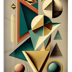 Teal and Gold Geometric Dimensions metal wall art print