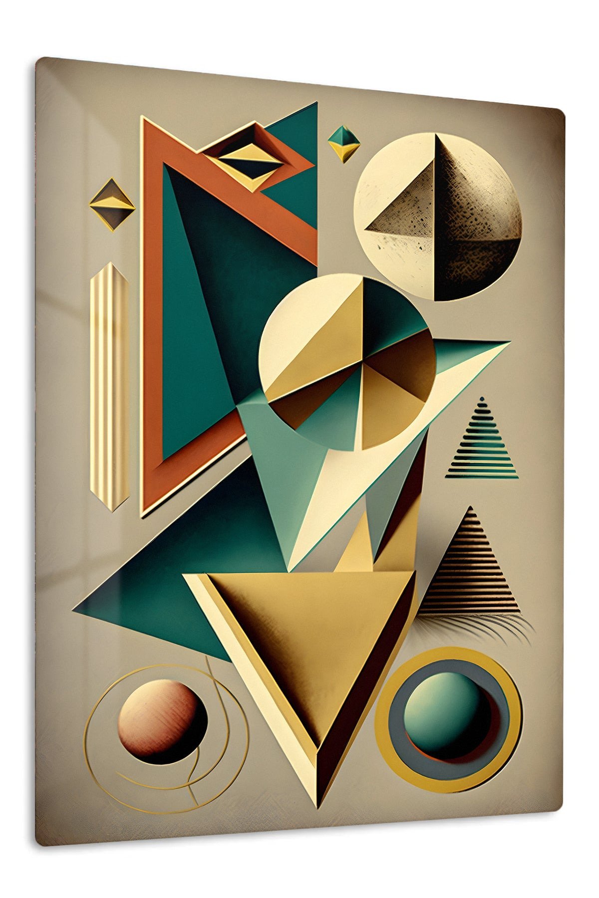 Teal and Gold Geometric Dimensions metal wall art print