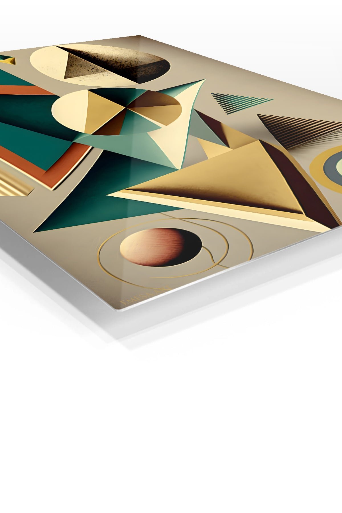 Teal and Gold Geometric Dimensions metal wall art print, view 2