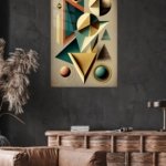 Teal and Gold Geometric Dimensions metal wall art print, view 4