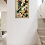 Teal and Gold Geometric Dimensions metal wall art print, view 5
