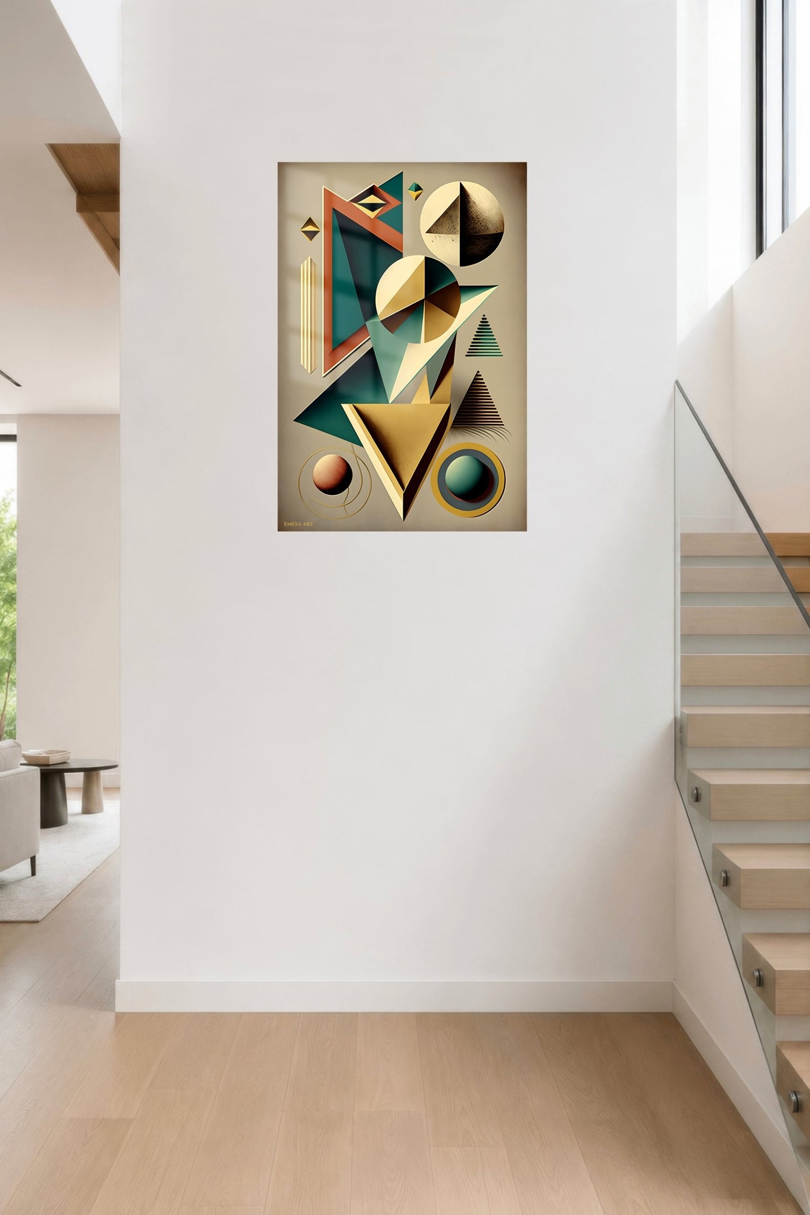 Teal and Gold Geometric Dimensions metal wall art print, view 5
