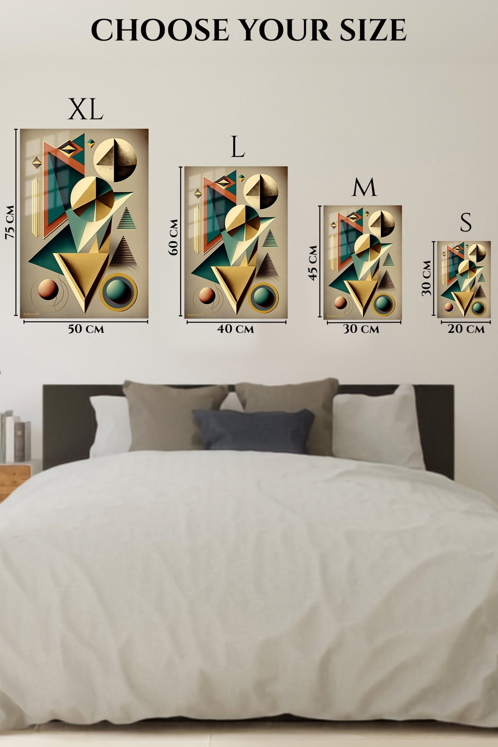 Teal and Gold Geometric Dimensions metal wall art print, view 6