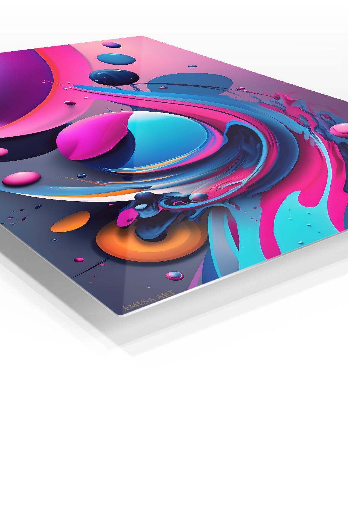 Neon Orbital Flow metal wall art print, view 2