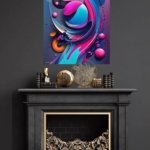 Neon Orbital Flow metal wall art print, view 4