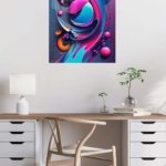 Neon Orbital Flow metal wall art print, view 5
