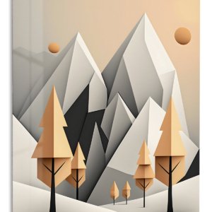 Amber Pines Below Geometric Peaks metal wall art print