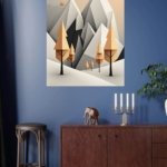 Amber Pines Below Geometric Peaks metal wall art print, view 4