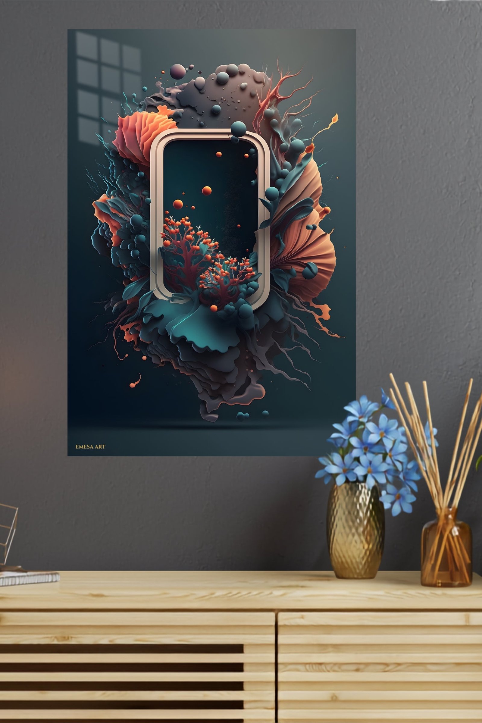 Coral Portal Reverie metal wall art print, view 4
