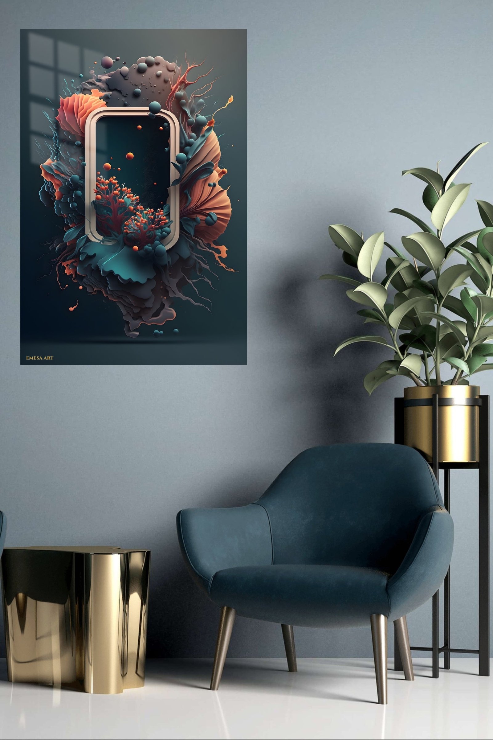 Coral Portal Reverie metal wall art print, view 5