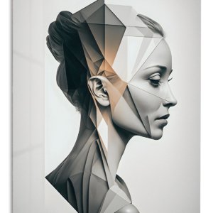 Faceted Portrait in Profile metal wall art print