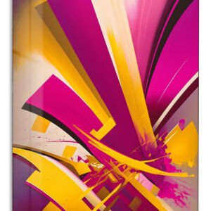 Magenta Gold Vector Surge metal wall art print