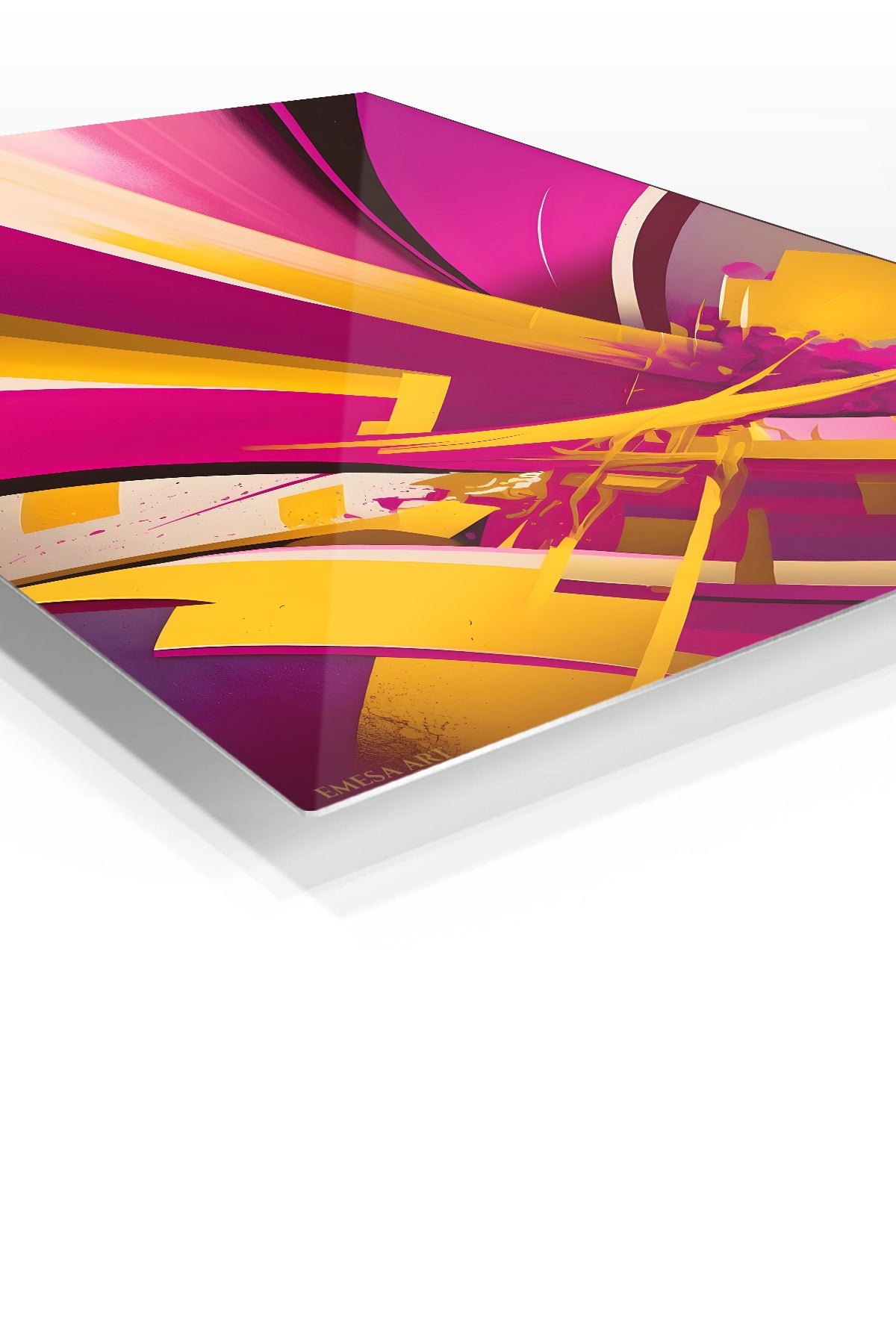 Magenta Gold Vector Surge metal wall art print, view 2