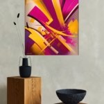 Magenta Gold Vector Surge metal wall art print, view 4