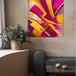 Magenta Gold Vector Surge metal wall art print, view 5