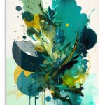 Teal Botanical Energy metal wall art print
